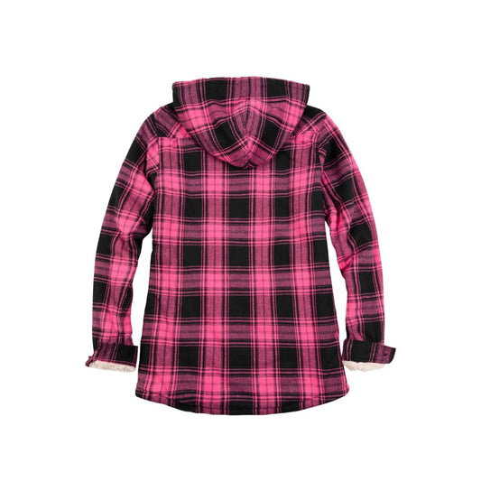Women’s Matching Family Sherpa Lined Pink Flannel Jacket with Hood | FlannelGo