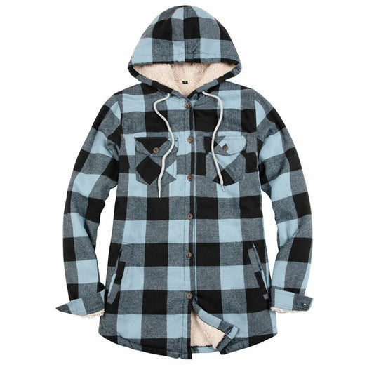 Women’s Sherpa Lined Flannel Jacket with Hood,Button Up Plaid | FlannelGo