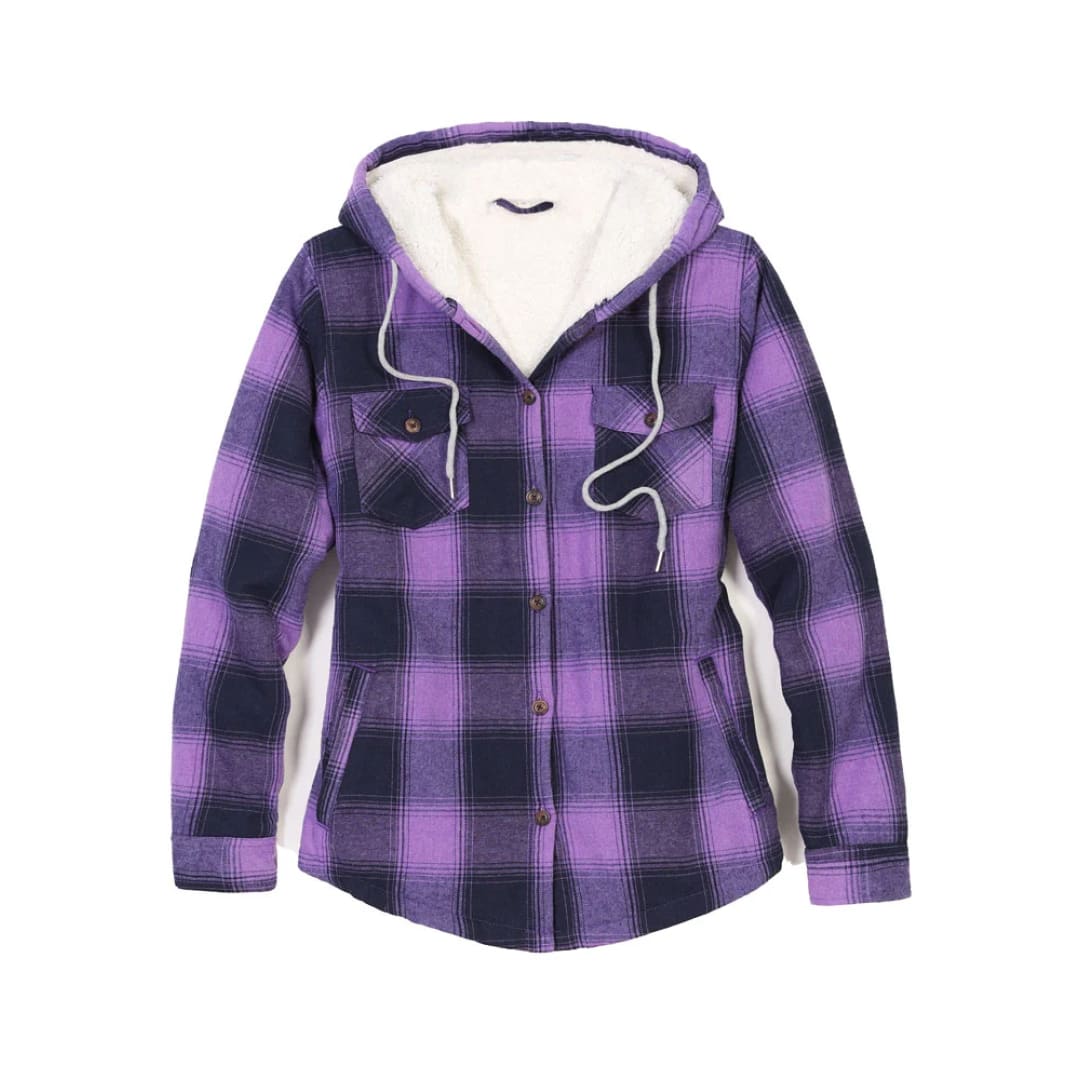 Women’s Sherpa Lined Flannel Jacket with Hood,Button Up Plaid | FlannelGo