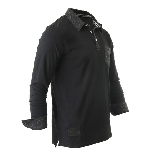 ZIMEGO Men’s Casual Long Sleeve Color Contrast Placket Pocket Polo Shirt | ZIMEGO MEN