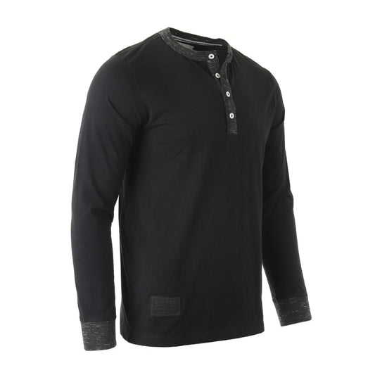 ZIMEGO Long Sleeve Contrast Button Henley Shirts | ZIMEGO MEN
