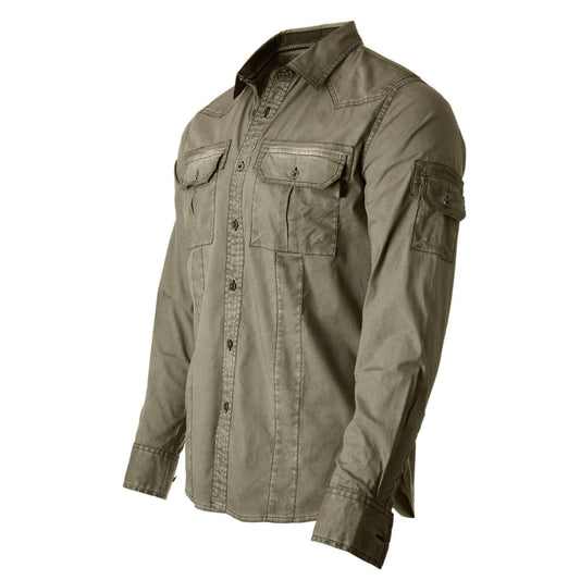 ZIMEGO Men’s Stretch Flex Slim Color Washed Vintage Rugged Fashion Button Shirts