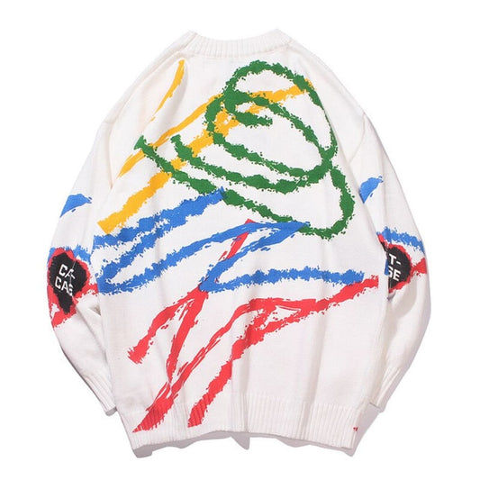 Colorful Lines Graffiti Knitted Jumper Sweaters | The Urban Clothing Shop™