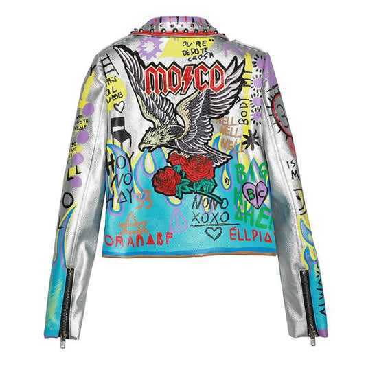Eagle Graffiti Riveted Motorcycle Jacket | The Urban Clothing Shop™