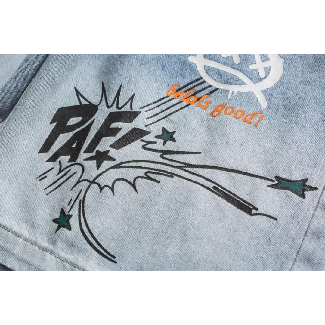 Gradient Graffiti Faded Denim Shorts | The Urban Clothing Shop™