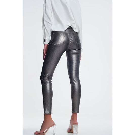 Silver Trousers With Snake Print | Q2