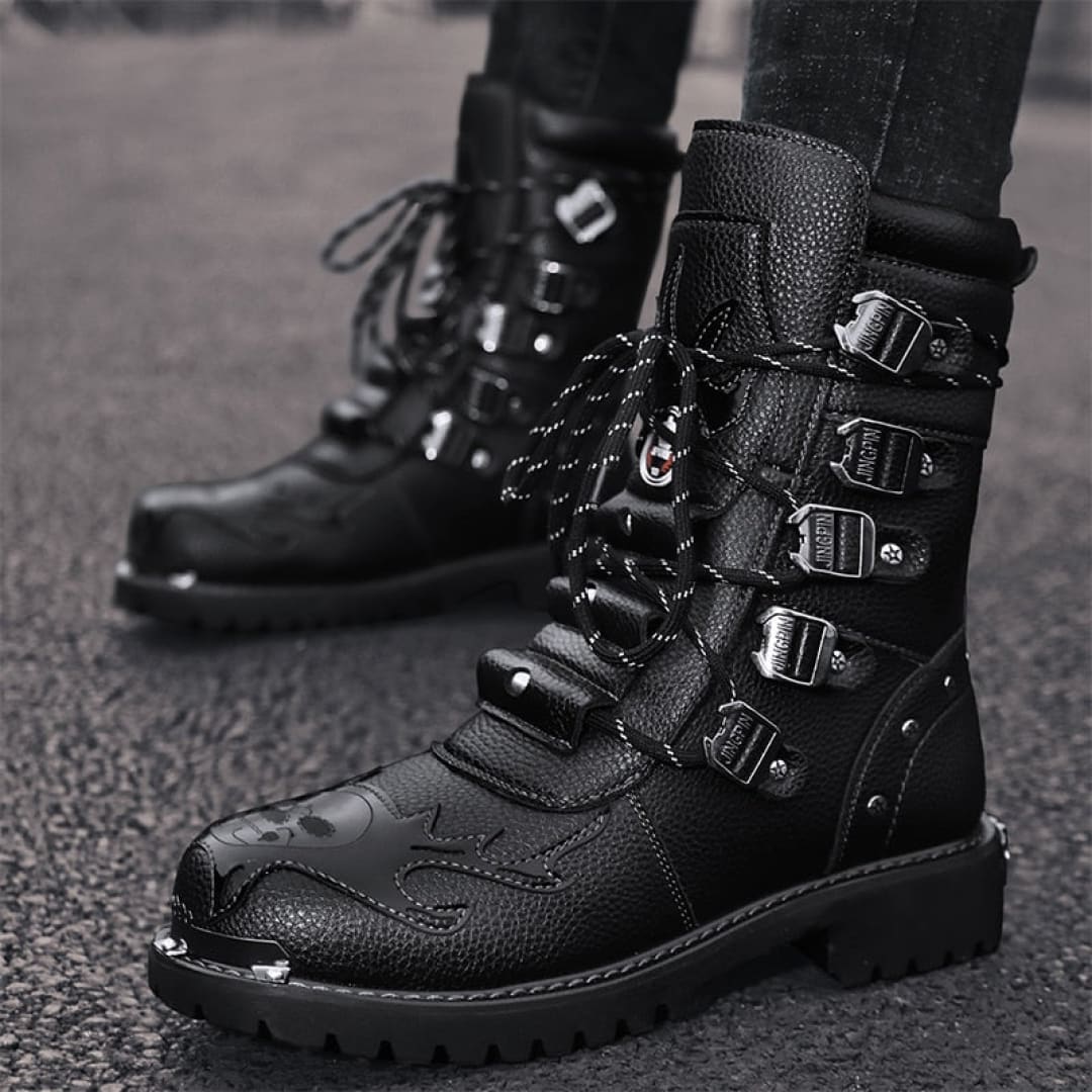 TUCS Leather Punk Motorcycle Boots | The Urban Clothing Shop™