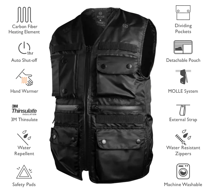SUSTAIN Utility Heated Tactical Vest - Black / Navy