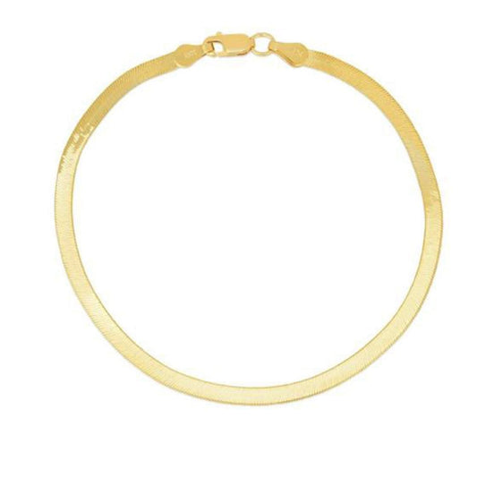1.5mm 14k Yellow Gold Super Flex Herringbone Anklet | Richard Cannon Jewelry