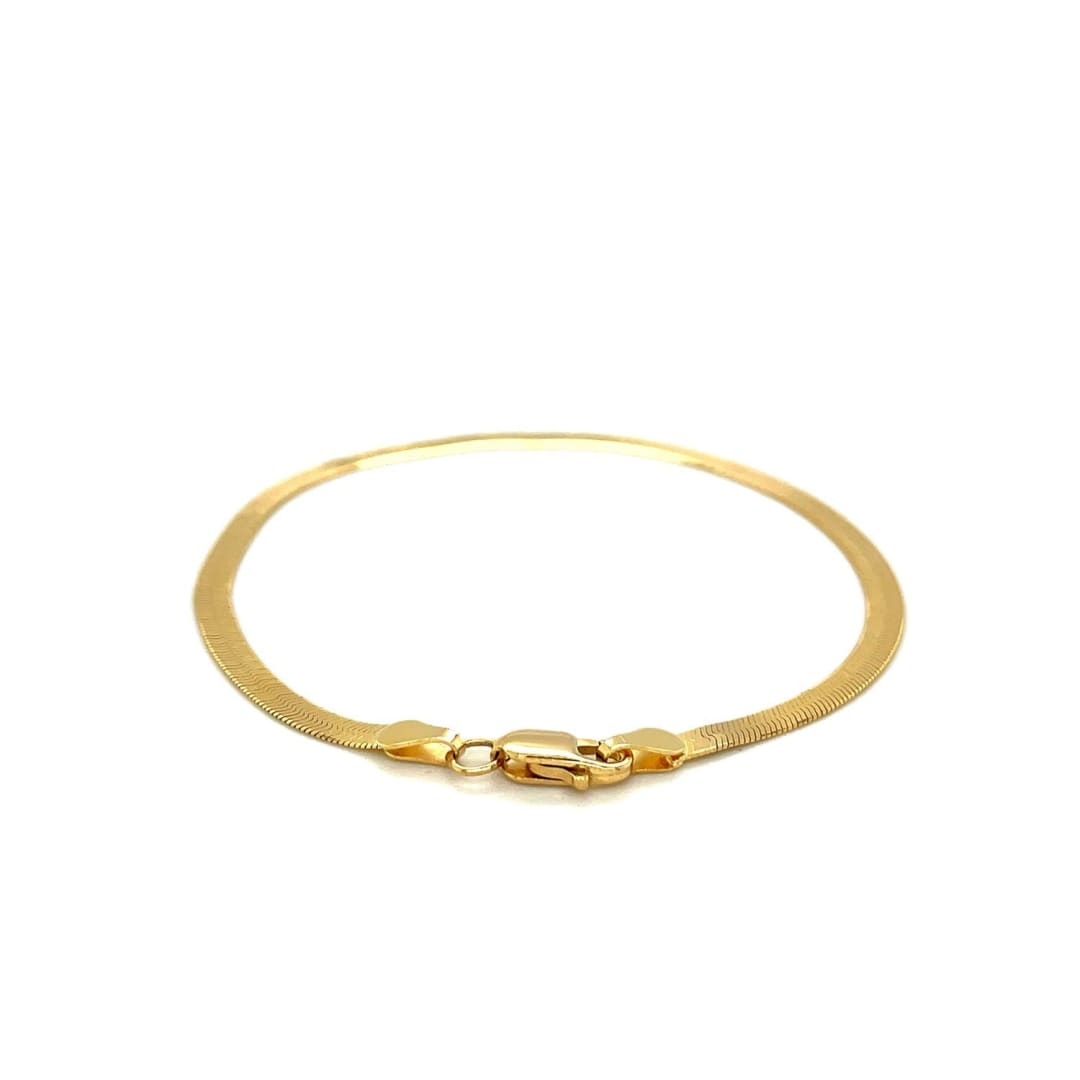 2.8mm 14k Yellow Gold Super Flex Herringbone Anklet | Richard Cannon Jewelry