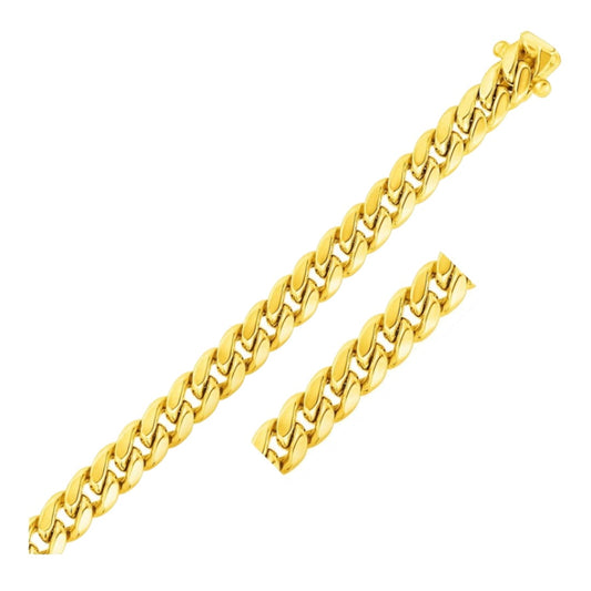 10.7mm 10k Yellow Gold Semi Solid Miami Cuban Bracelet | Richard Cannon Jewelry