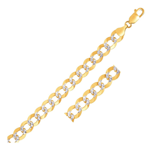 10 mm 14k Two Tone Gold Pave Curb Chain | Richard Cannon Jewelry