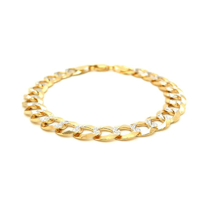10 mm 14k Two Tone Gold Pave Curb Bracelet | Richard Cannon Jewelry