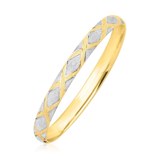 10k Two - Tone Gold Geometric Diamond Motif Bangle | Richard Cannon Jewelry