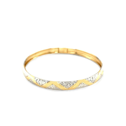 10k Two-Tone Gold Textured Zigzag Style Bangle | Richard Cannon Jewelry