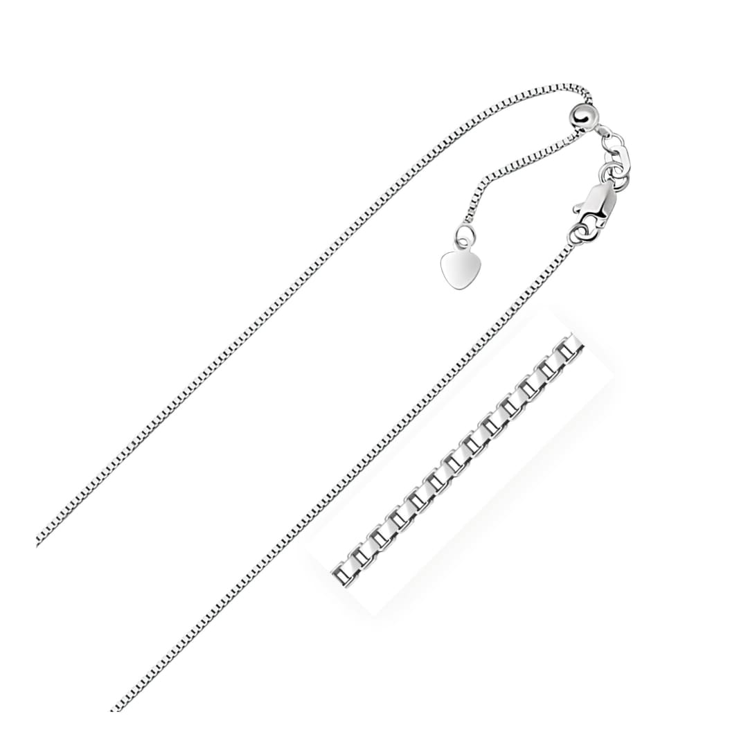10k White Gold Adjustable Box Chain 0.85mm | Richard Cannon Jewelry