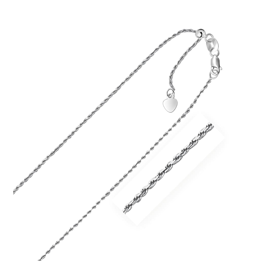 10k White Gold Adjustable Rope Chain 1.0mm | Richard Cannon Jewelry