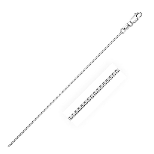 10k White Gold Classic Box Chain 0.8mm | Richard Cannon Jewelry