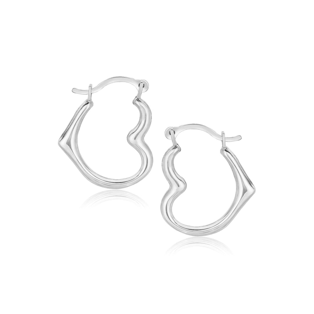 10k White Gold Heart Hoop Earrings | Richard Cannon Jewelry