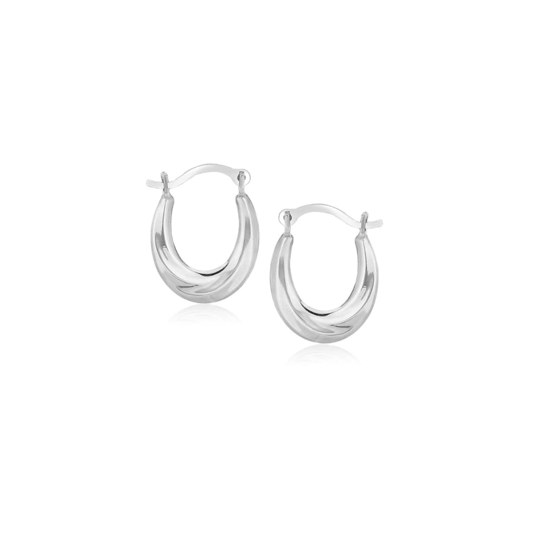 10k White Gold Oval Hoop Earrings | Richard Cannon Jewelry