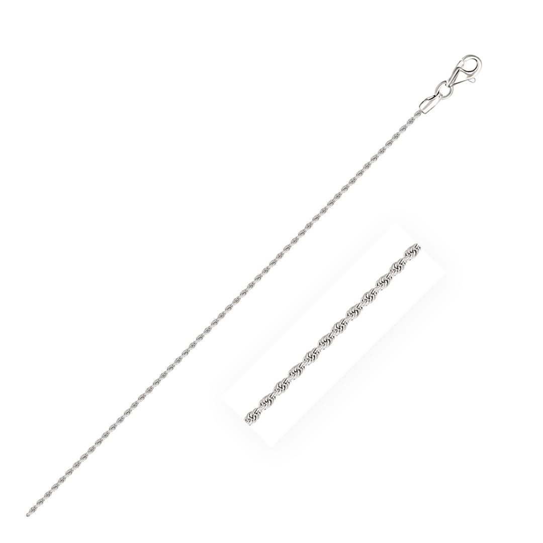 10k White Gold Solid Diamond Cut Rope Chain 1.5mm | Richard Cannon Jewelry