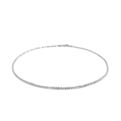 10k White Gold Sparkle Anklet 1.5mm | Richard Cannon Jewelry