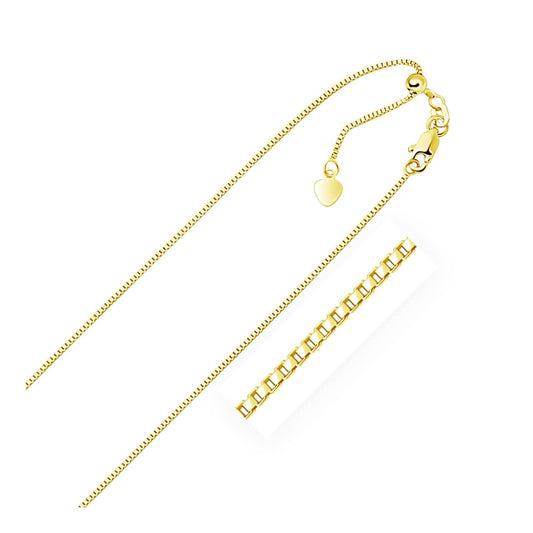 10k Yellow Gold Adjustable Box Chain 0.85mm | Richard Cannon Jewelry