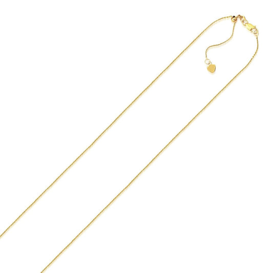 10k Yellow Gold Adjustable Cable Chain 0.9mm | Richard Cannon Jewelry