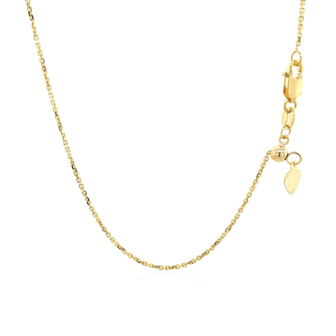 10k Yellow Gold Adjustable Cable Chain 0.9mm | Richard Cannon Jewelry