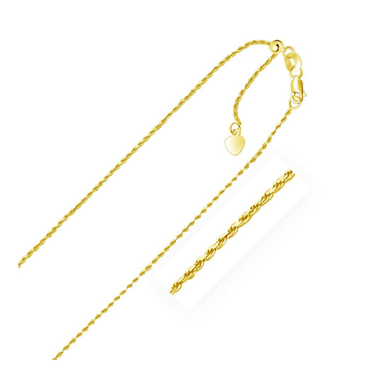 10k Yellow Gold Adjustable Rope Chain 1.0mm | Richard Cannon Jewelry