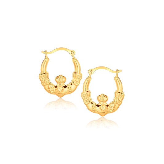 10k Yellow Gold Claddagh Hoop Earrings | Richard Cannon Jewelry