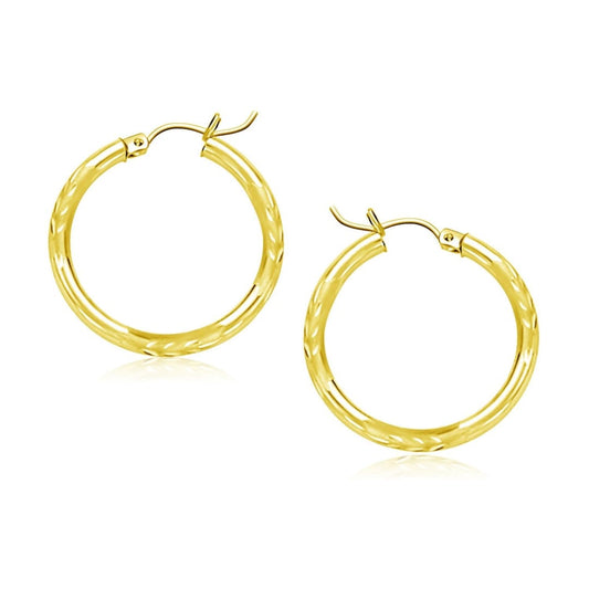 10k Yellow Gold Diamond Cut Hoop Earrings (20mm) | Richard Cannon Jewelry