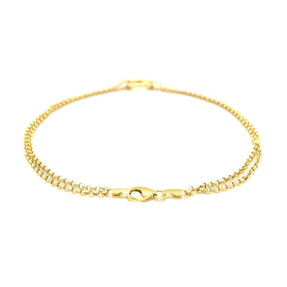 10k Yellow Gold Double Rolo Chain Anklet with an Open Heart Station | Richard Cannon