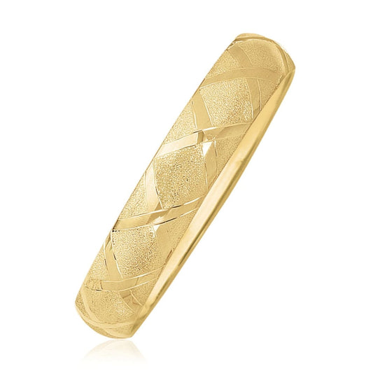 10k Yellow Gold Dual-Textured Diamond Pattern Bangle | Richard Cannon Jewelry