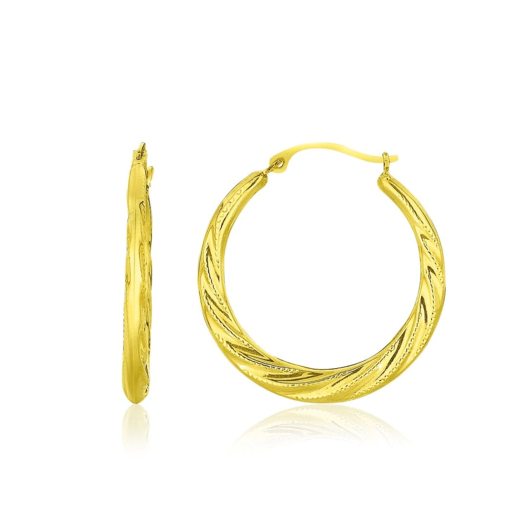 10k Yellow Gold Graduated Twisted Hoop Earrings | Richard Cannon Jewelry
