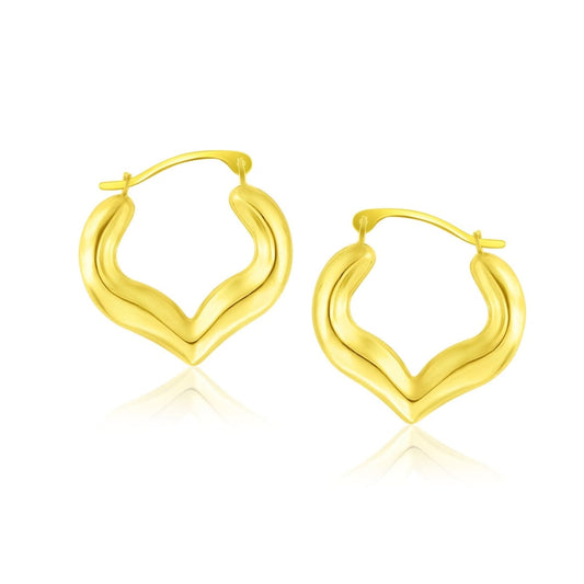 10k Yellow Gold Hoop Style Heart Shape Earrings | Richard Cannon Jewelry