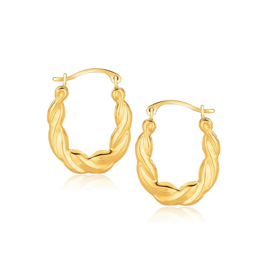 10k Yellow Gold Oval Twist Hoop Earrings | Richard Cannon Jewelry