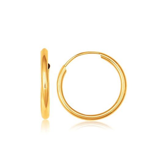 10k Yellow Gold Polished Endless Hoop Earrings (16mm Diameter) | Richard Cannon Jewelry