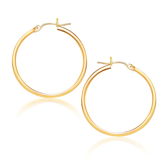 10k Yellow Gold Polished Hoop Earrings (1.5x25mm) | Richard Cannon Jewelry