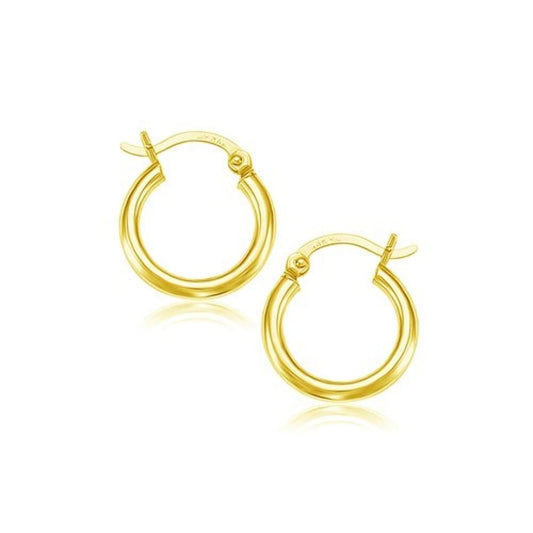 10k Yellow Gold Polished Hoop Earrings (15 mm) | Richard Cannon Jewelry