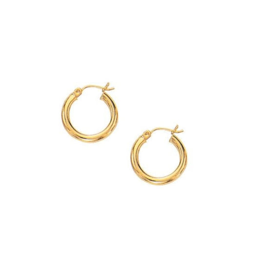 10k Yellow Gold Polished Hoop Earrings (15 mm) | Richard Cannon Jewelry