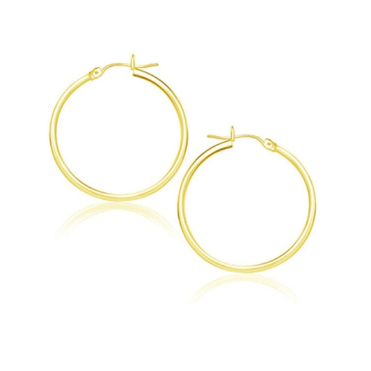 10k Yellow Gold Polished Hoop Earrings (25 mm) | Richard Cannon Jewelry