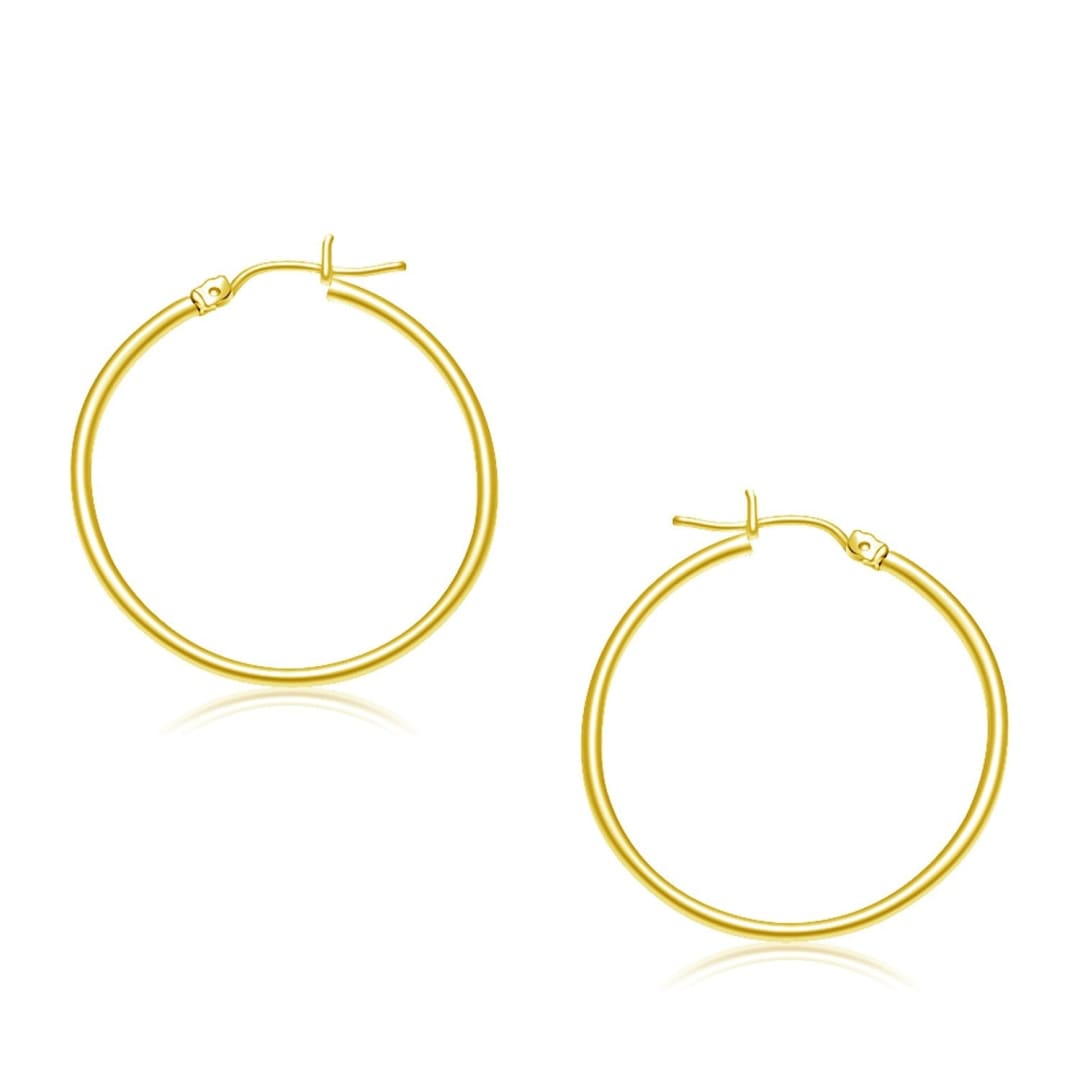10k Yellow Gold Polished Hoop Earrings (30 mm) | Richard Cannon Jewelry
