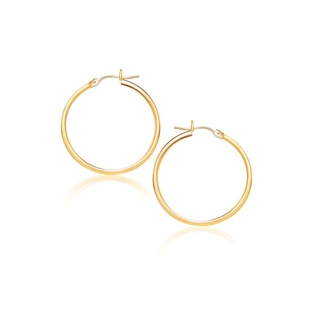 10k Yellow Gold Polished Hoop Earrings (40 mm) | Richard Cannon Jewelry