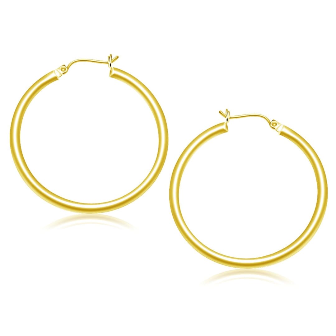 10k Yellow Gold Polished Hoop Earrings (40 mm) | Richard Cannon Jewelry