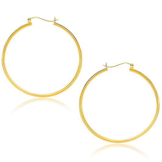10k Yellow Gold Polished Hoop Earrings (40mm) | Richard Cannon Jewelry