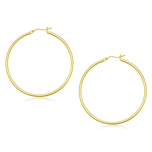 10k Yellow Gold Polished Hoop Earrings (45 mm) | Richard Cannon Jewelry
