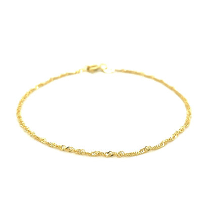 10k Yellow Gold Singapore Bracelet 1.5mm | Richard Cannon Jewelry