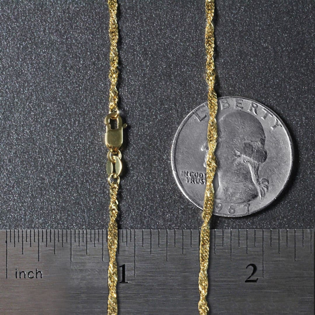 10k Yellow Gold Singapore Chain 1.8mm | Richard Cannon Jewelry
