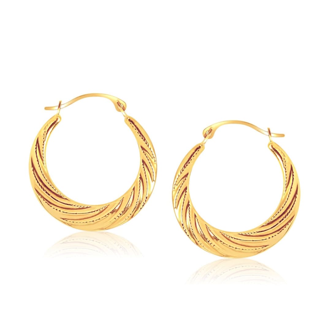 10k Yellow Gold Textured Graduated Twist Hoop Earrings | Richard Cannon Jewelry